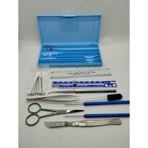 Vintage Hamilton Bell Co. Dissection Kit Blue Student Biology Lab with Extras